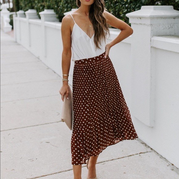 Ellison Dresses & Skirts - Polka Dot Pleated Midi Skirt
